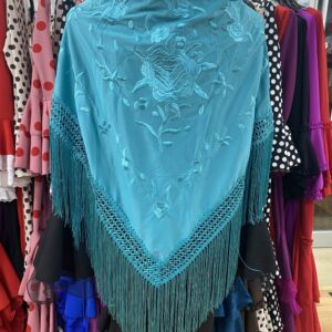 Mantón Sevilla verde agua al tono