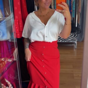 Pack falda roja grande + flor 20€