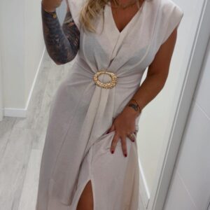 Vestido hebilla beige 24€