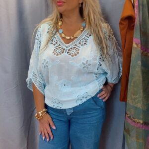 Camisa romántica verde agua 15€