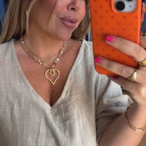 Collar corazón beige 12€