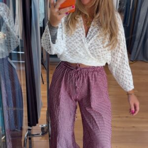 Pantalon Vichy burdeos 22€