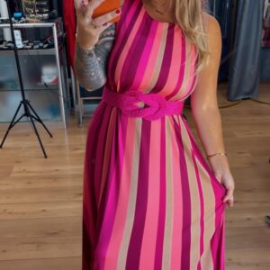 Vestido Rayas Fucsia