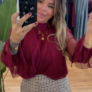 Blusa caleta burdeos 18€